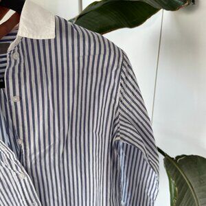 Everlane relaxed Cotton Shirt Blue Stripe Button up down Top size 0 XS